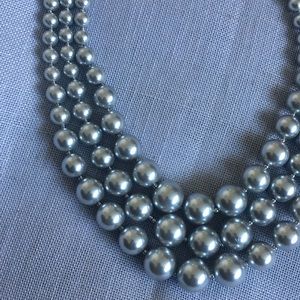 Three-row collar faux pearl necklace